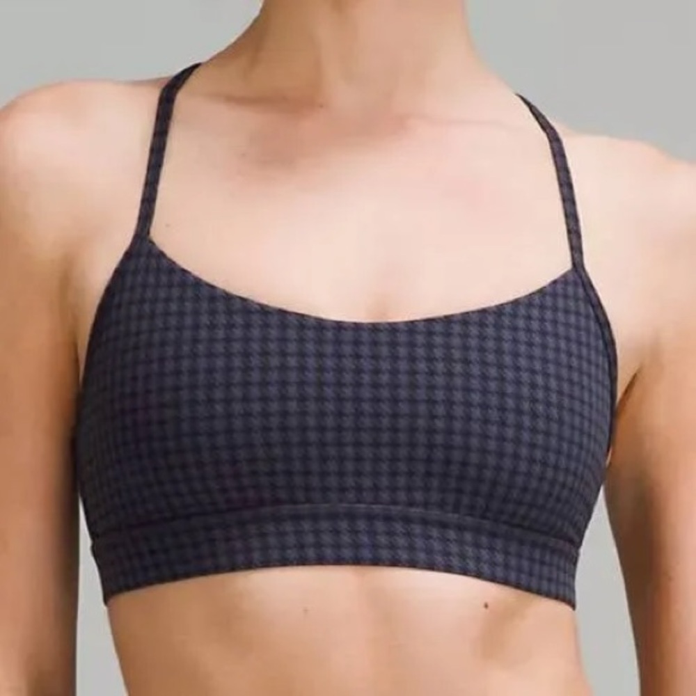 Lululemon Flow Y Bra Nulu Micro Houndstooth Blue